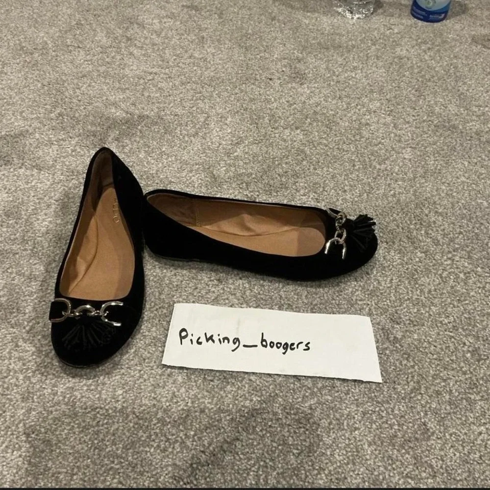 Aldo Women Shoes Patrin Size 7 Black Suede Slip On Loafers Round Toe Flat Heel